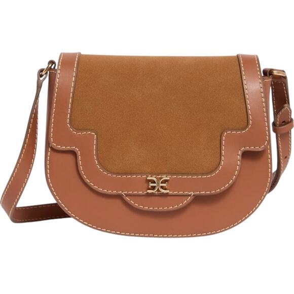 Sam Edelman Marsella Large Saddle Crossbody Bag Cognac - Picture 1 of 6